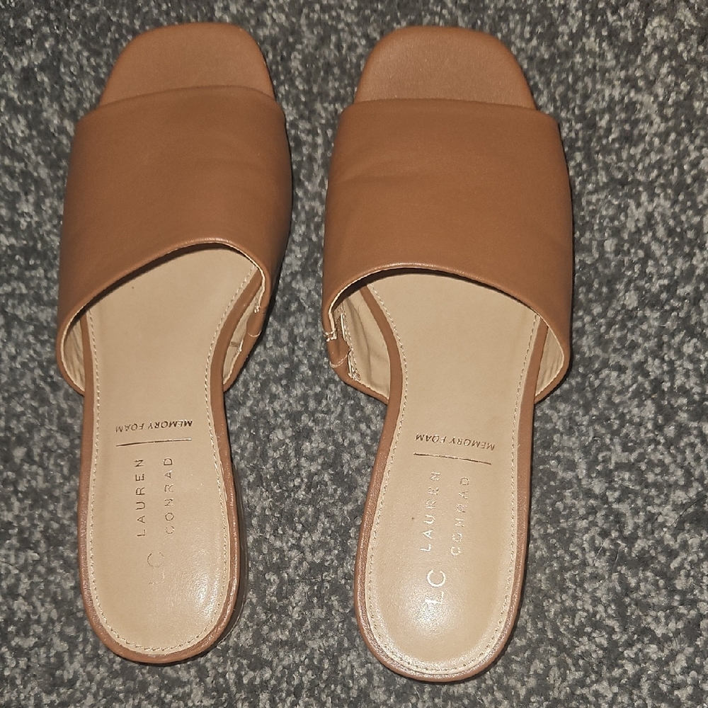 LC Lauren Conrad Tan Slide Sandals